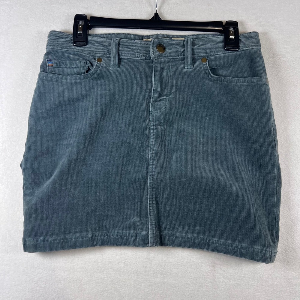 Patagonia Corduroy Mini Skirt Womens 4 Blue Green Organic Cotton Stretch Slate